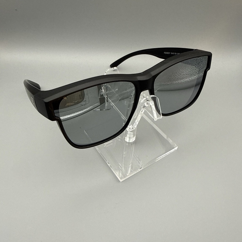 FEISEDY Polarized Black Square Oversized Designer Sunglasses -Mirror Lens 148mm